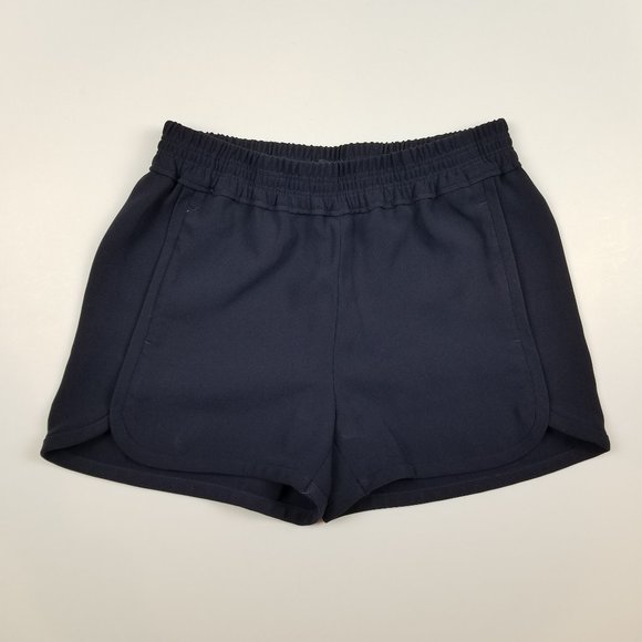 J.Crew Navy Blue Comfort Elastic Waist Paper Bag Shorts w\ Front Pockets sz 4 - Picture 1 of 8
